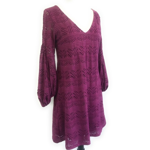 Maeve Leila Lace Purple Dress Balloon Sleeves XS - Picture 9 of 10
